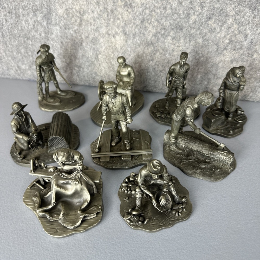 VTG Franklin Mint The People Of Canada Set Fine Pewter Figurines Lot Of 9 1976